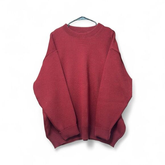 Vintage FILSON Burgundy Knitted 100% Virgin Wool Guide Women's Sweater XXL USA - Picture 1 of 9